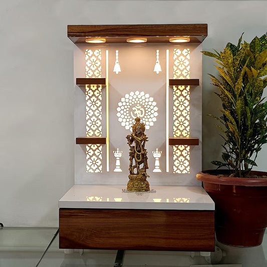 MandirStudio Wooden Temple With Led Lights | Puja Temple for Home & Office | Puja Ghar | Customized temple (Size :- 24 x 16 x 12 inchs )